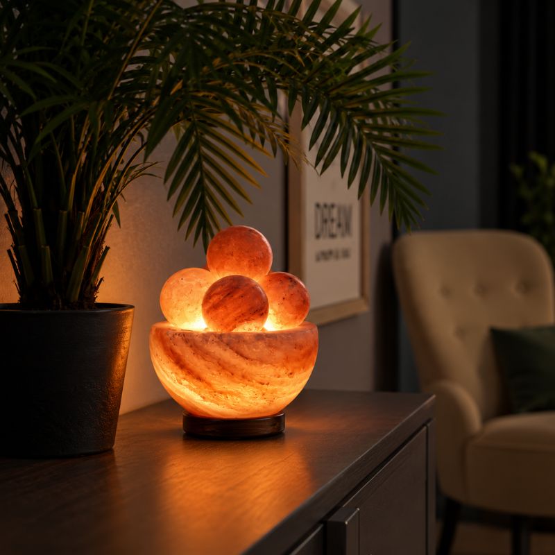 Lampe avec 4 boules de massage en Sel d'Himalaya