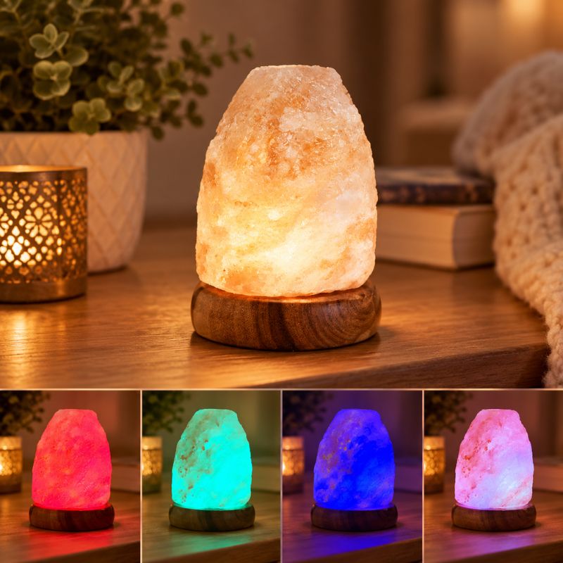 Lampe en cristal de sel blanc - Arc-en-ciel