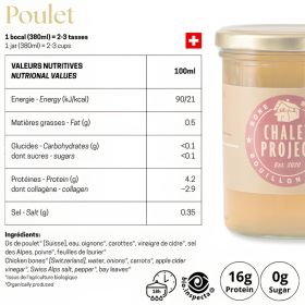 Bouillon d'os de poulet bio