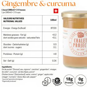 Bouillon d'os de poulet bio au gingembre et curcuma