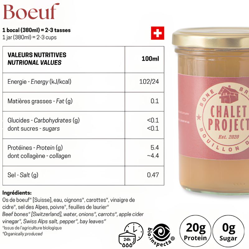 Bouillon d'os de boeuf bio
